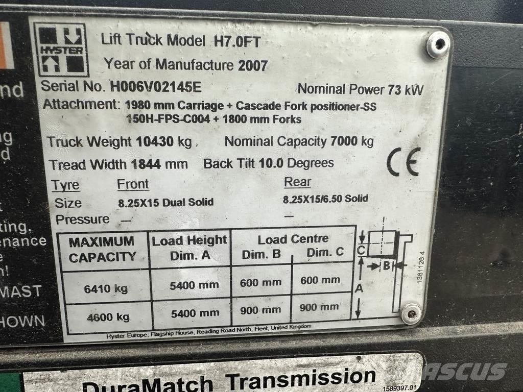 Hyster H7.0FT LPG heftrucks