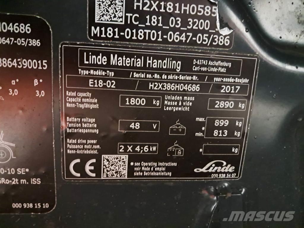 Linde E18-02 Elektrische heftrucks