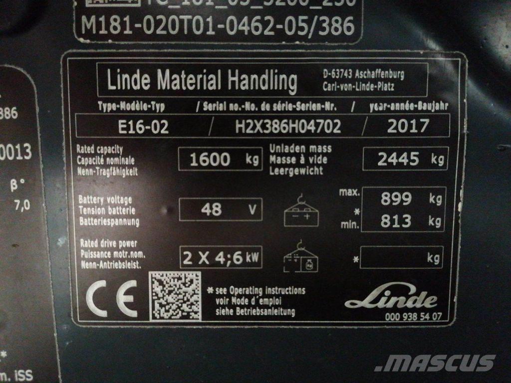 Linde E16-02 Elektrische heftrucks