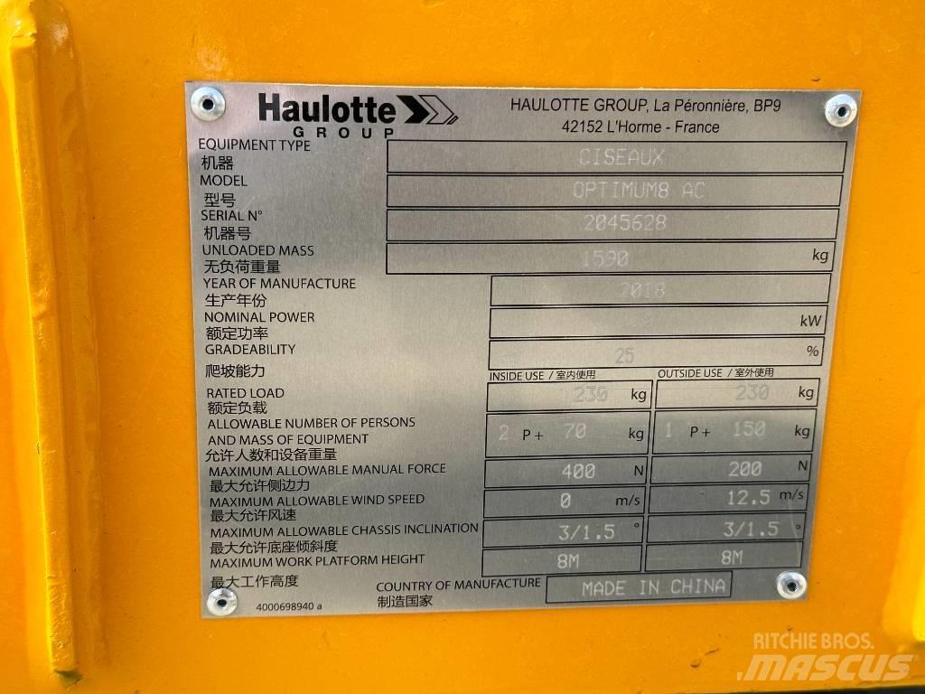 Haulotte OPTIMUM 8 Scheren-Arbeitsbühnen