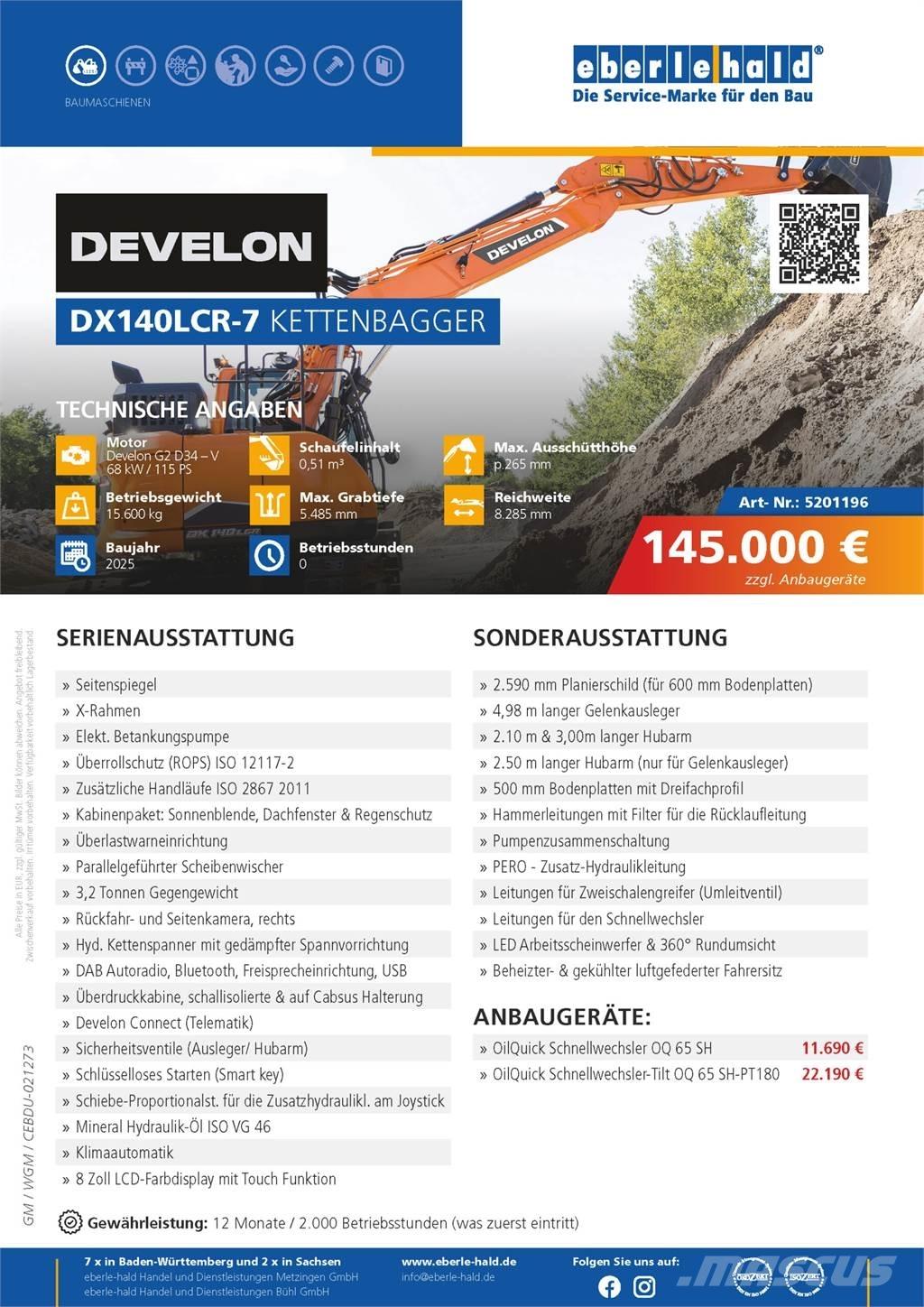 Develon DX140LCR-7 Raupenbagger