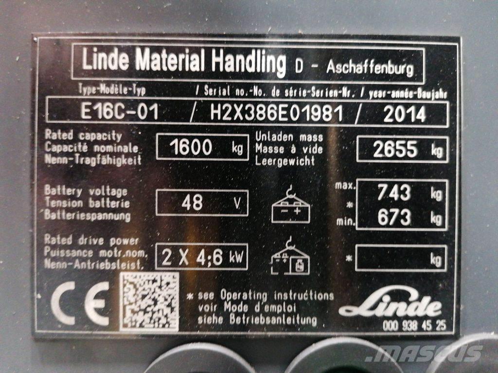 Linde E16C-01 Elektrische heftrucks
