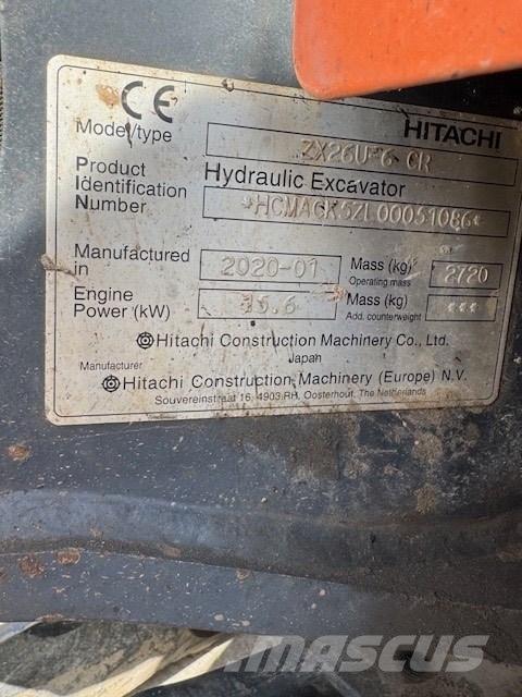 Hitachi ZX 26 U-6 CR Minibagger < 7t