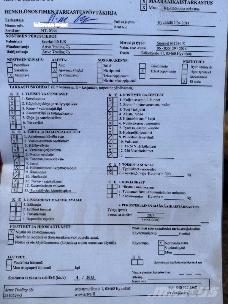 Snorkel M 1230 E Scheren-Arbeitsbühnen