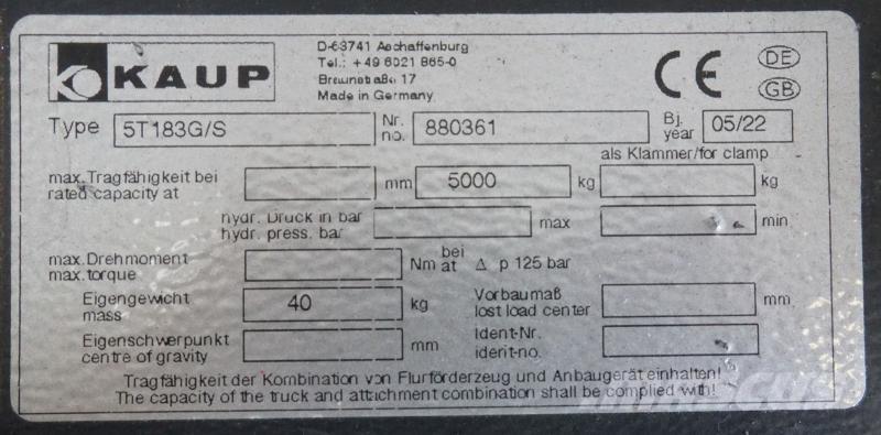 Kaup 5T183G/S Andere Ausstattung und Zubehör