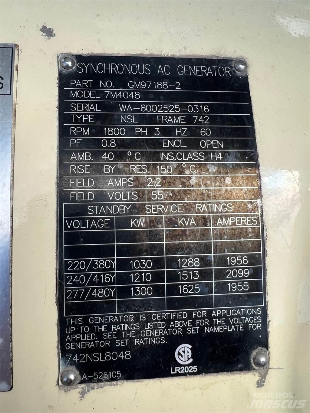 Kohler 1000kW Gas Generatoren