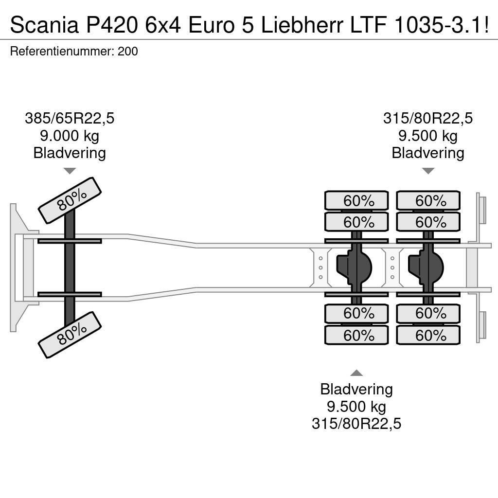 Scania P420 6x4 Euro 5 Liebherr LTF 1035-3.1! Kranen voor alle terreinen