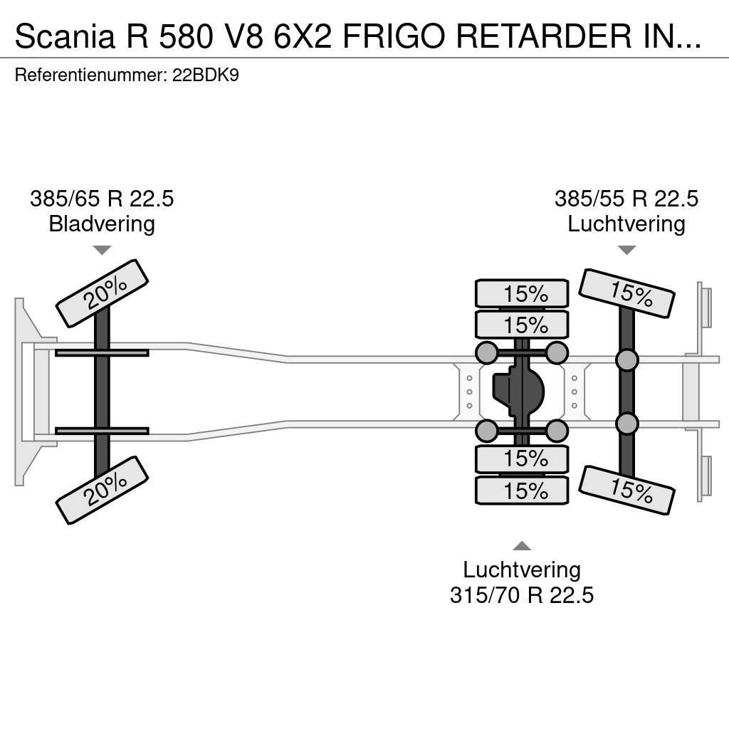 Scania R 580 V8 6X2 FRIGO RETARDER IN COMBI WITH BURG TRA Kühlkoffer