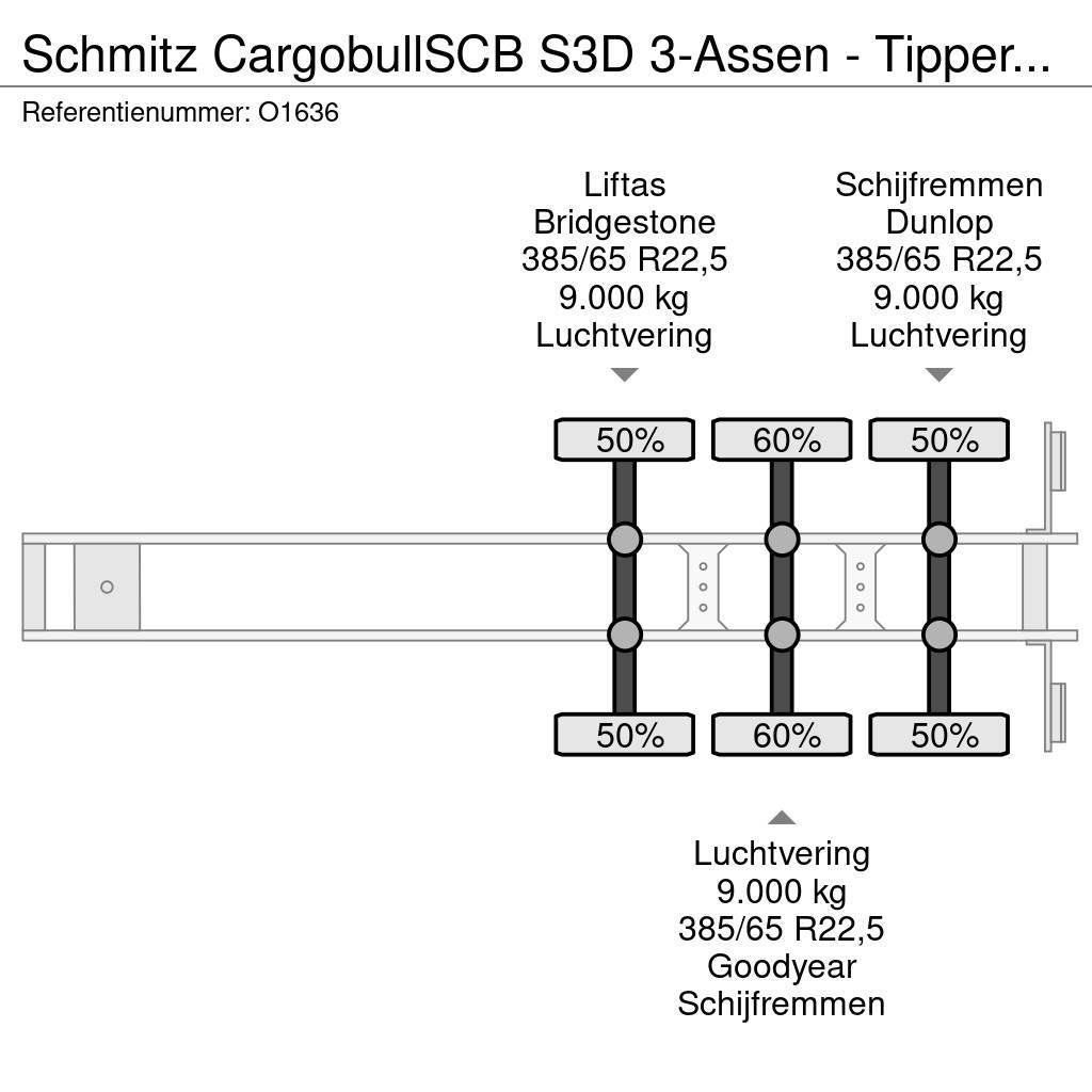 Schmitz Cargobull SCB S3D 3-Assen - Tipper 46m³ - Steel/Steel - Lift Kippladerauflieger