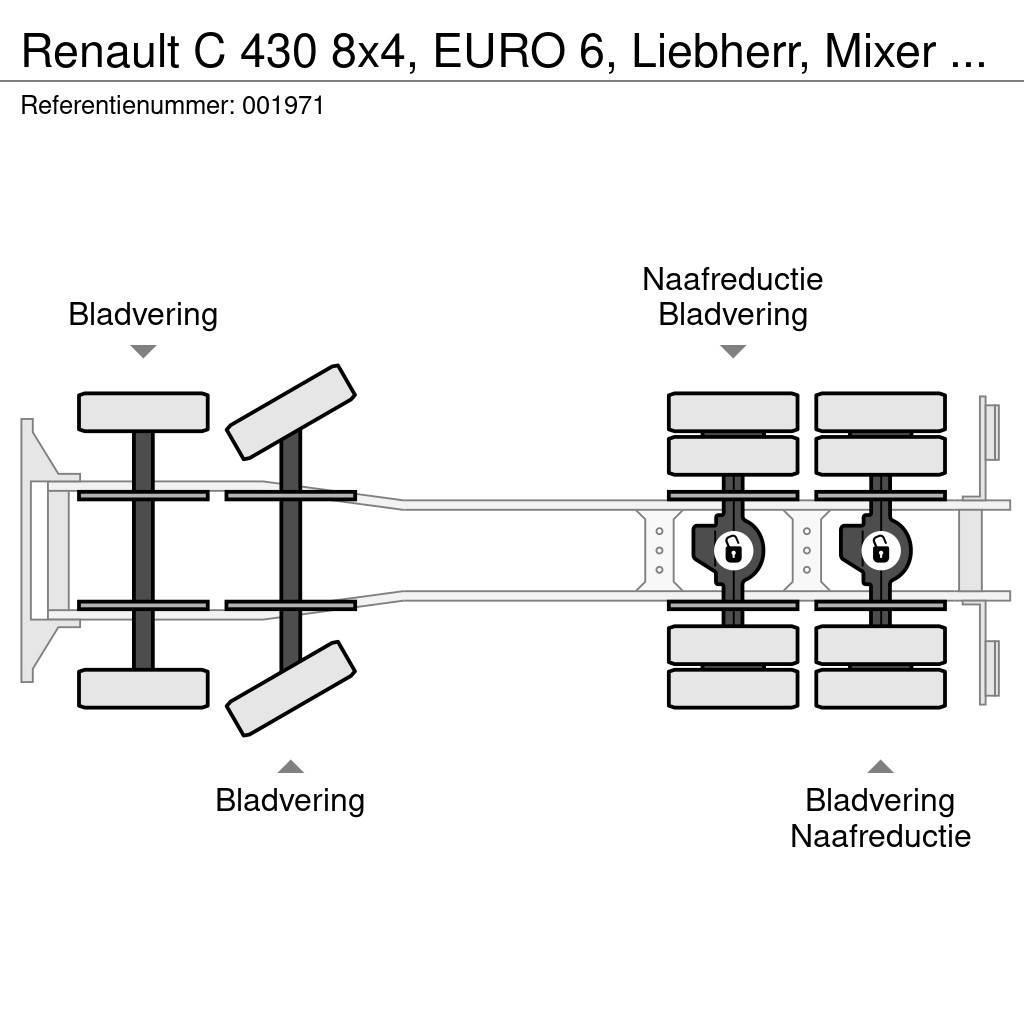 Renault C 430 8x4, EURO 6, Liebherr, Mixer Pump, 9 M3 Betonmischer