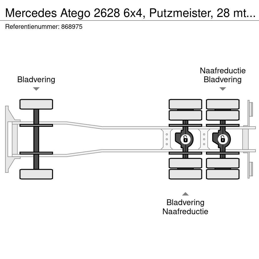 Mercedes-Benz Atego 2628 6x4, Putzmeister, 28 mtr, Remote, 3 ped Betonpumpen