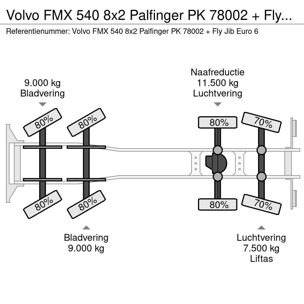 Volvo FMX 540 8x2 Palfinger PK 78002 + Fly Jib Euro 6 Kranen voor alle terreinen