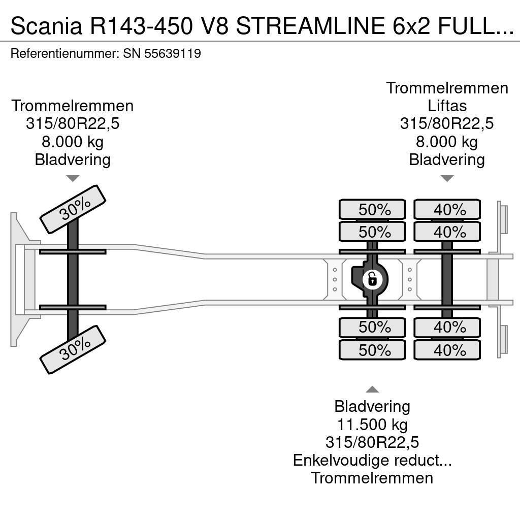 Scania R143-450 V8 STREAMLINE 6x2 FULL STEEL KIPPER (MANU Kipper