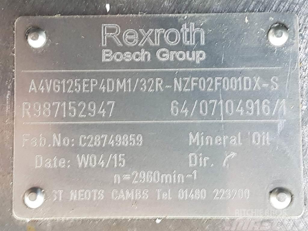 Rexroth A4VG125EP4DM1/32R-R987152947-Drive pump/Fahrpumpe Hydraulik