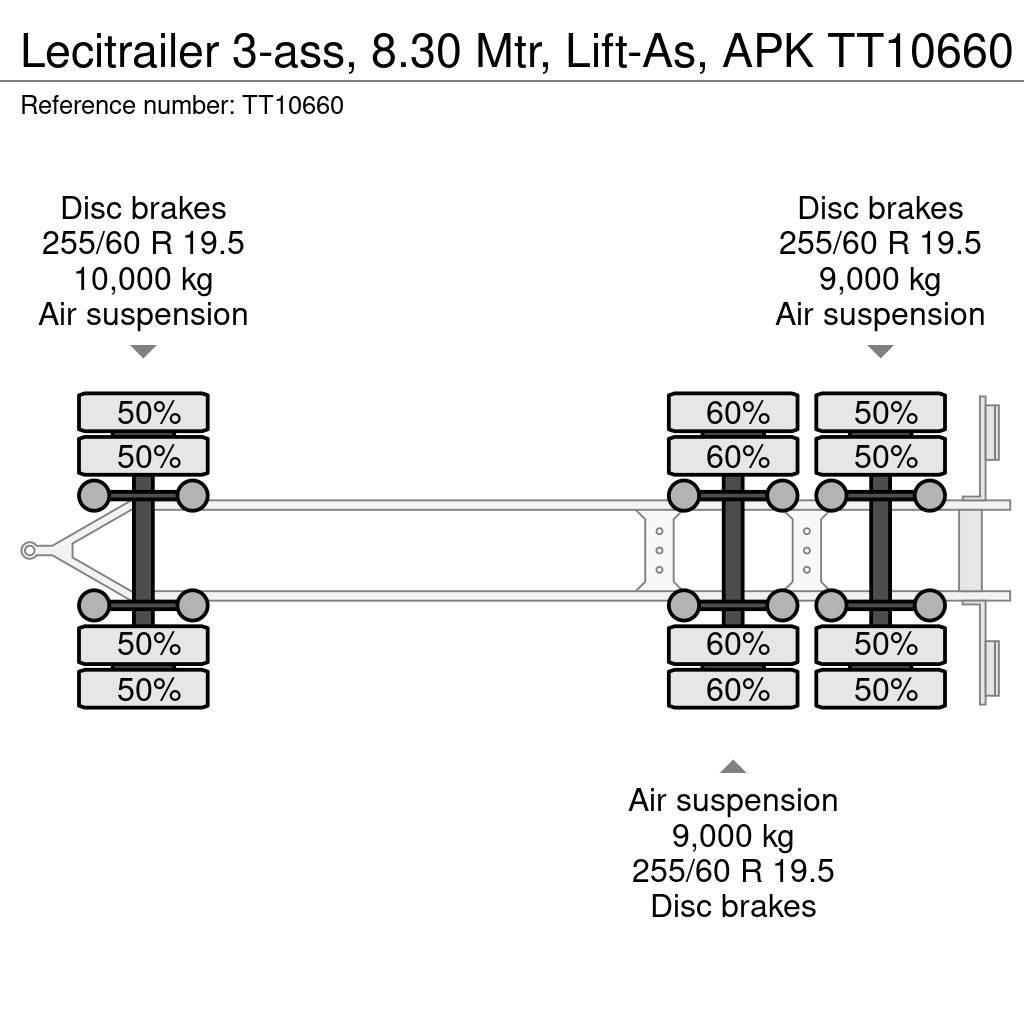 Lecitrailer 3-ass, 8.30 Mtr, Lift-As, APK Pritschenanhänger