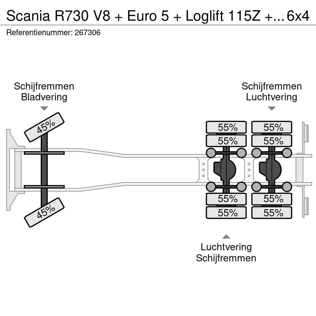 Scania R730 V8 + Euro 5 + Loglift 115Z + 6X4 + DISCOUNTED Kranen voor alle terreinen