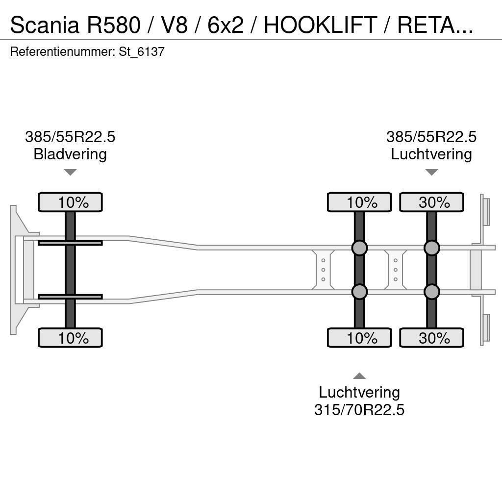 Scania R580 / V8 / 6x2 / HOOKLIFT / RETARDER / LIFT-STEER Abrollkipper