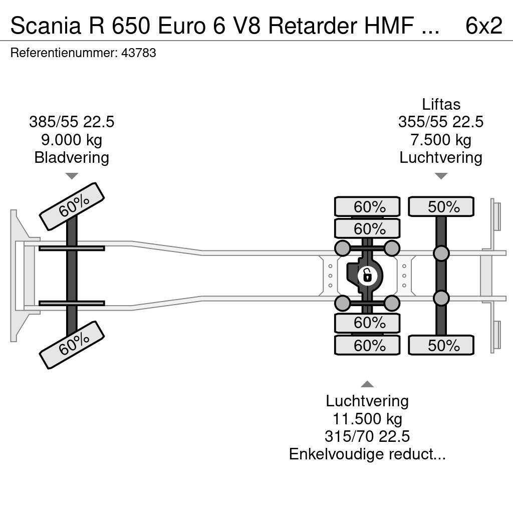 Scania R 650 Euro 6 V8 Retarder HMF 26 Tonmeter laadkraan Autotransporter