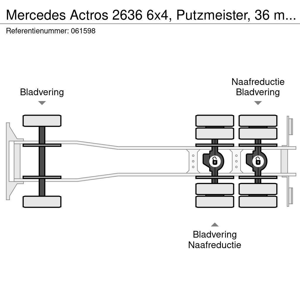 Mercedes-Benz Actros 2636 6x4, Putzmeister, 36 mtr, Remote, 3 pe Betonpumpen