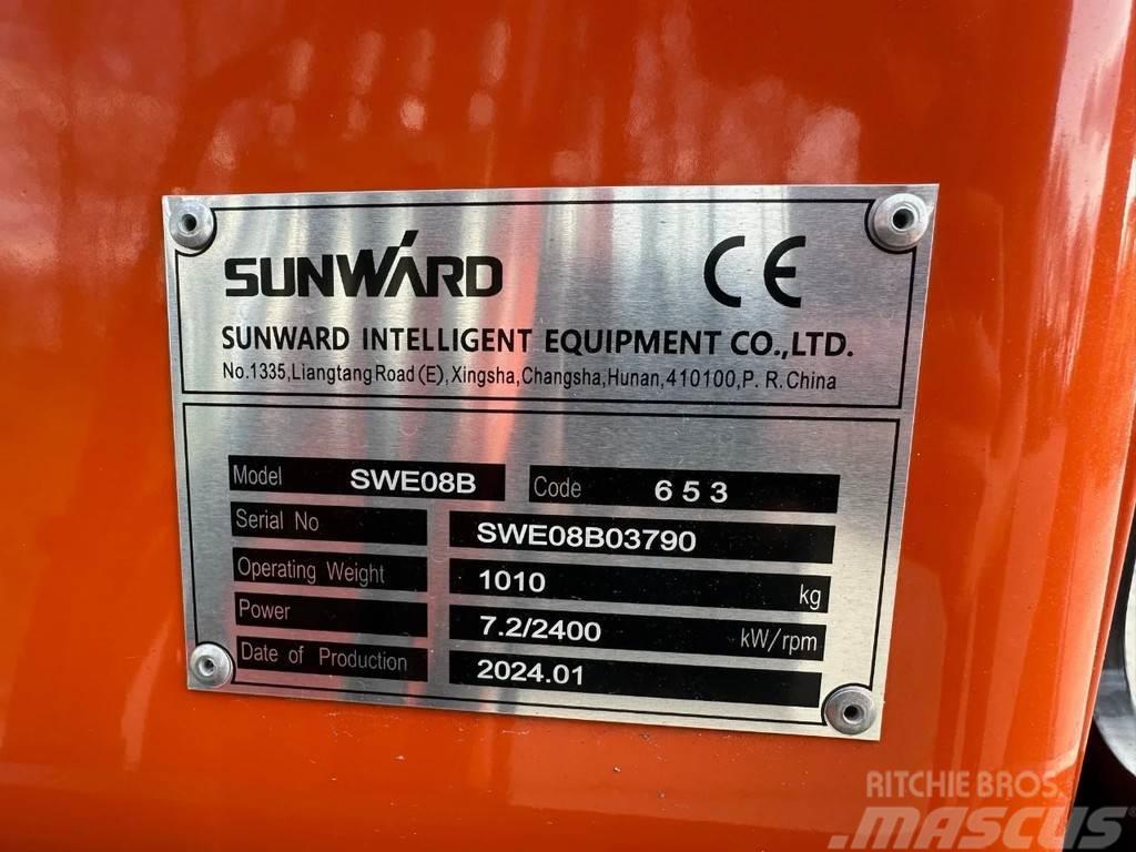 Sunward SWE08 minigraver 1ton NIEUW incl. 3 bakken Minibagger < 7t