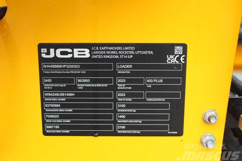 JCB 403 Plus / 3.as hyd, Kauha, Trukkipiikit, 30km/h Minilader