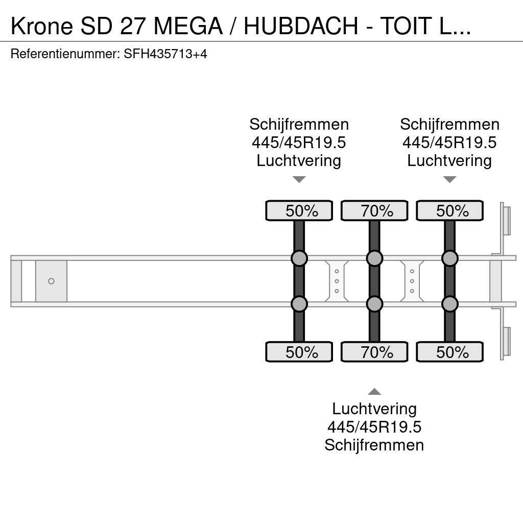 Krone SD 27 MEGA / HUBDACH - TOIT LEVANT - HEFDAK Curtainsiderauflieger