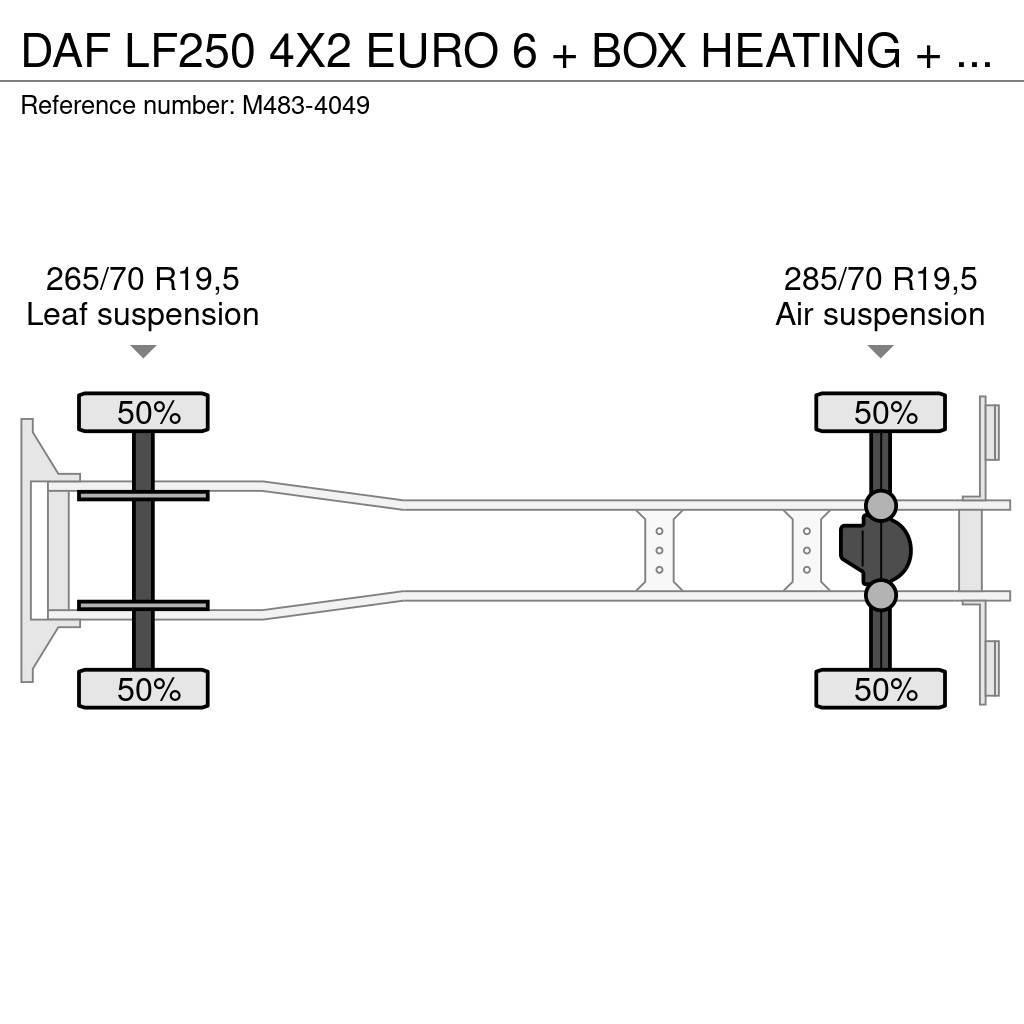 DAF LF250 4X2 EURO 6 + BOX HEATING + LIFT 2000 KG. Kofferaufbau