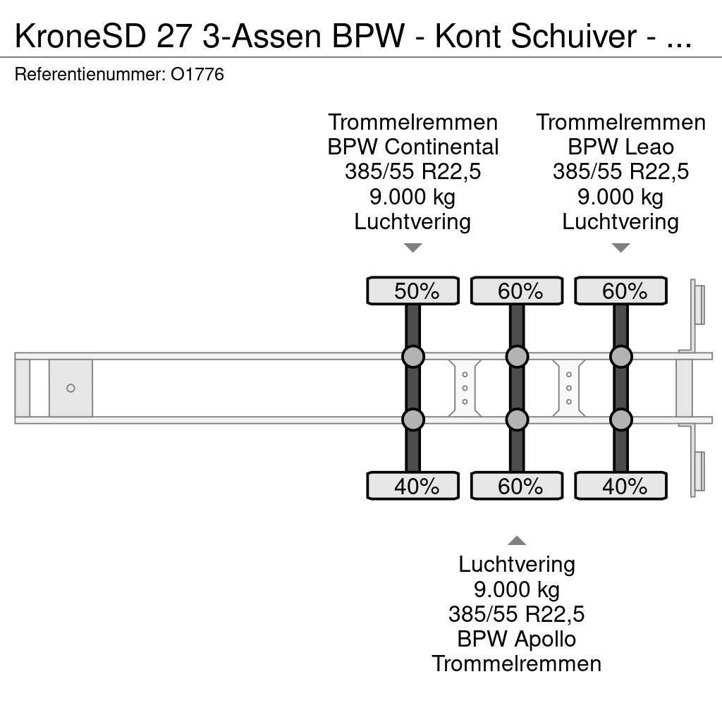 Krone SD 27 3-Assen BPW - Kont Schuiver - DrumBrakes - 5 Containerauflieger