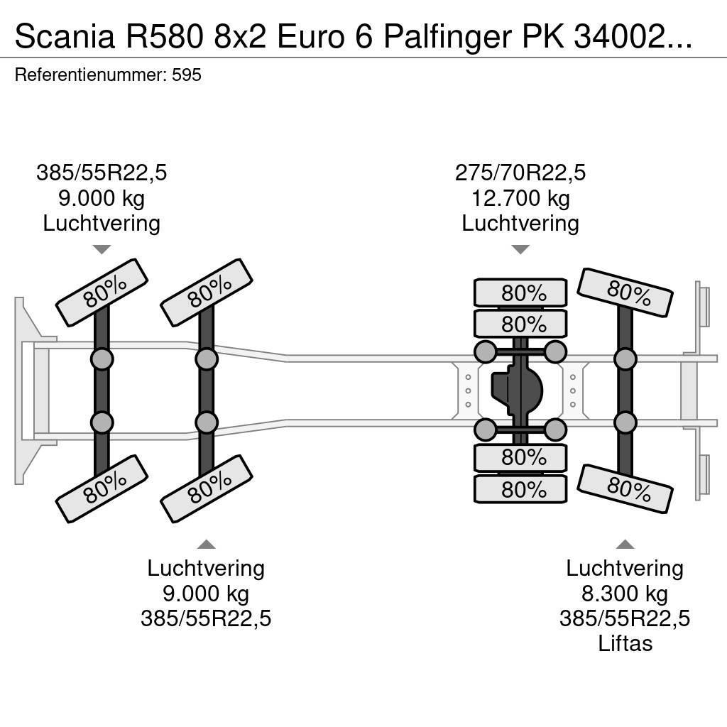 Scania R580 8x2 Euro 6 Palfinger PK 34002-SHF 7 x Hydr. W Kranen voor alle terreinen