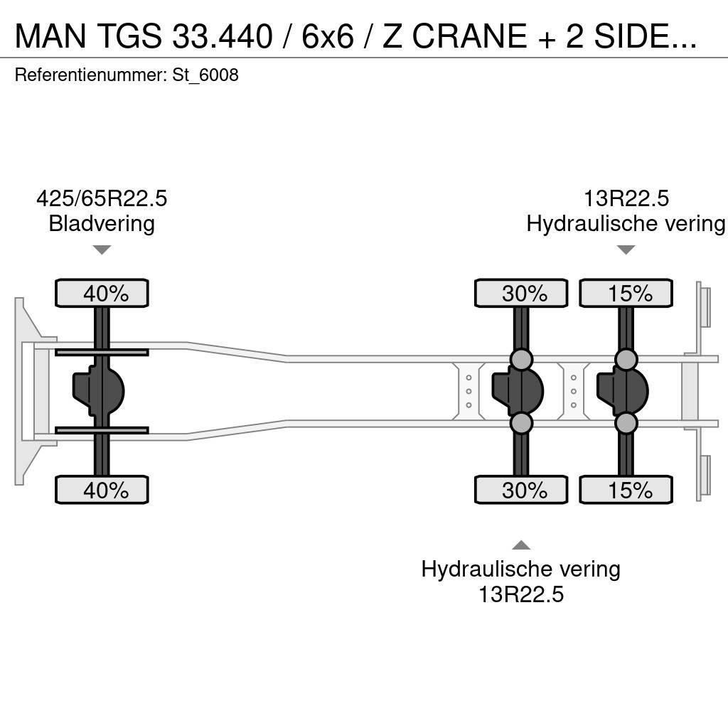 MAN TGS 33.440 / 6x6 / Z CRANE + 2 SIDE-TIPPER Kranwagen