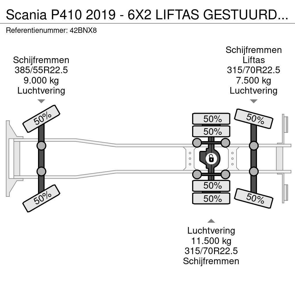Scania P410 2019 - 6X2 LIFTAS GESTUURD - VDL 21T - VOLLED Abrollkipper