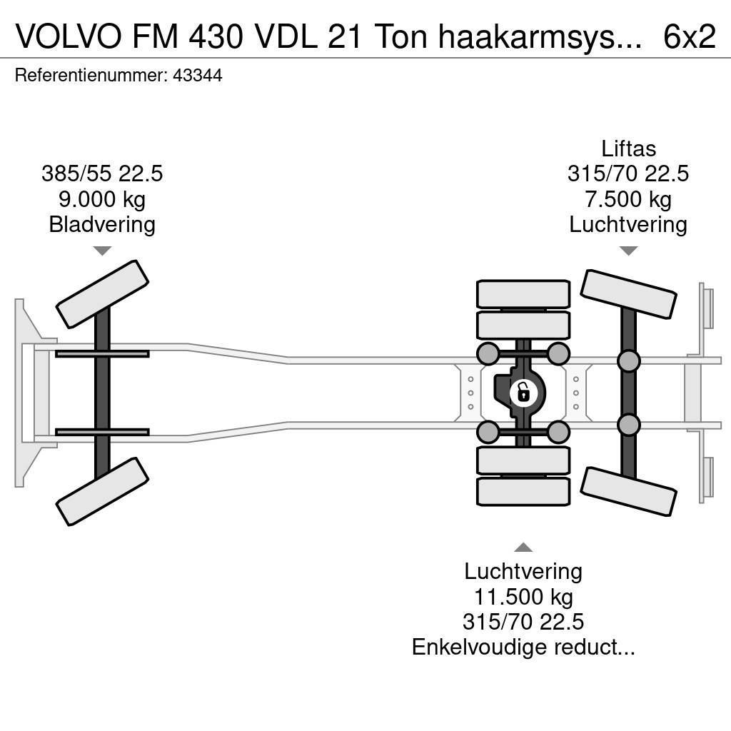 Volvo FM 430 VDL 21 Ton haakarmsysteem Abrollkipper