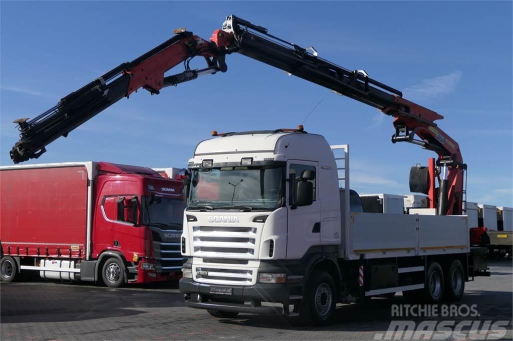 Scania R 480 / 6X4 / SKRZYNIA - 6,2 M + HDS PALFINGER PK  Autotransporter